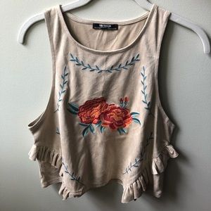 Zara Trafaluc Embroidered Tank Top